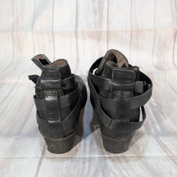 H by Hudson Horrigan Black Leather Double Buckle Ankle Booties Size 37 - Picture 7 of 15